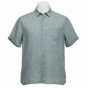 Cubavera 100% Linen Blue Chambray Button Up Shirt Resort Summer Beach Men XL